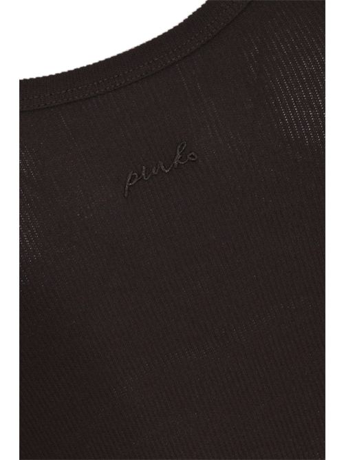 Canotta Charlene in cotone a costine con spallina catena Marrone PINKO | 106633 A32CM28